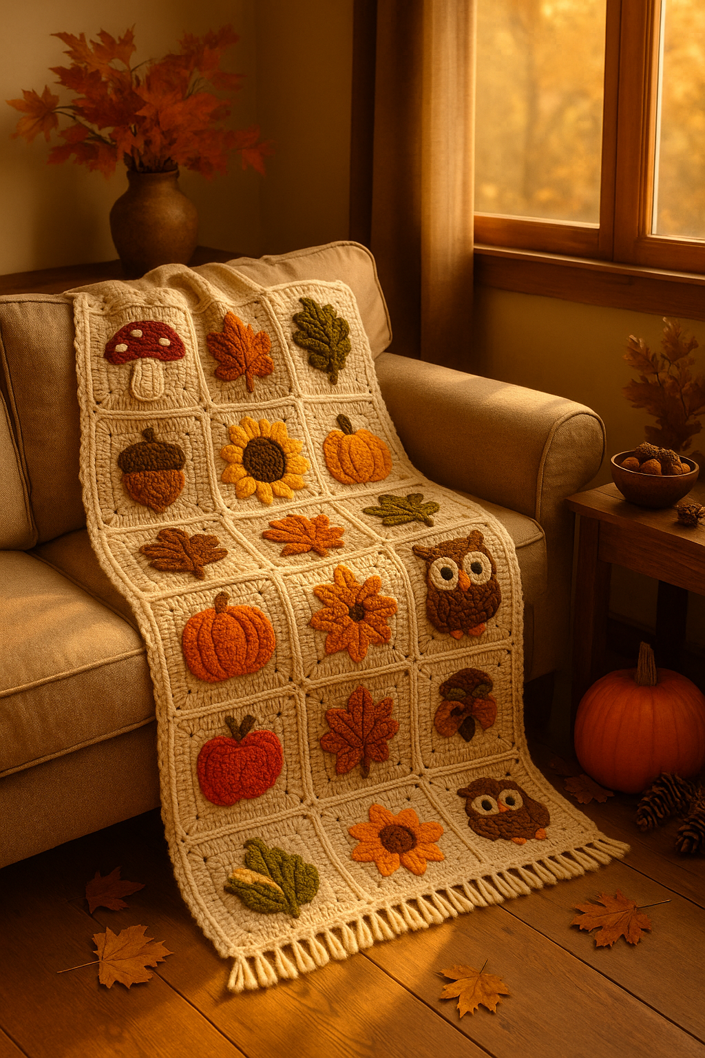 10 Autumn Granny Squares - Crochet Patterns