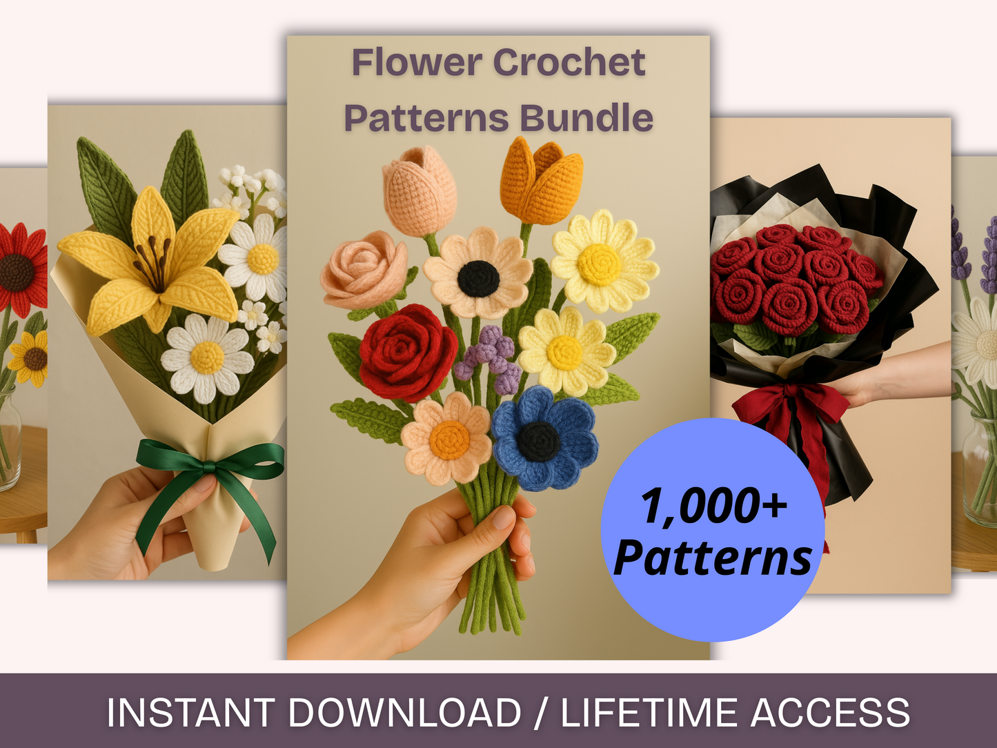 1,000+ Flower Crochet Pattern Bundle