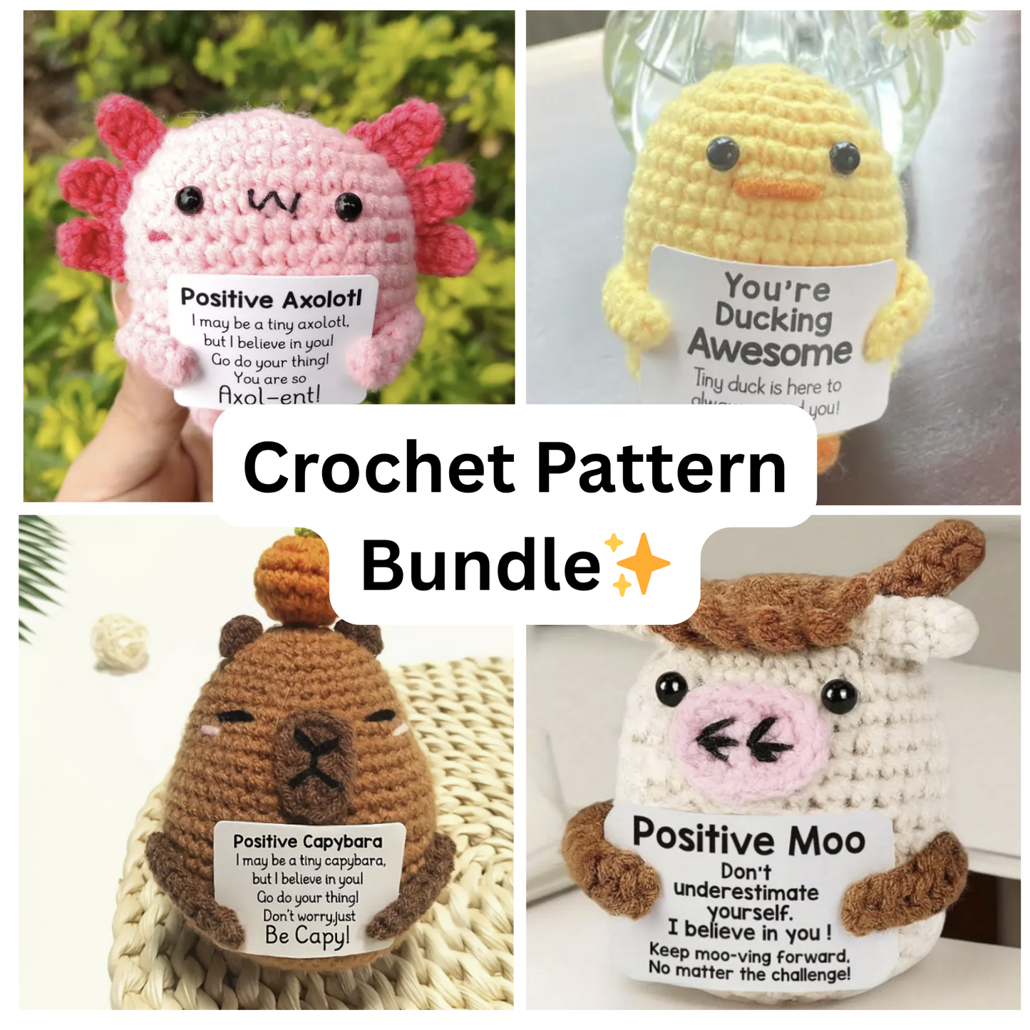 4 Pattern Bundle Positive Amigurumis🧸✨