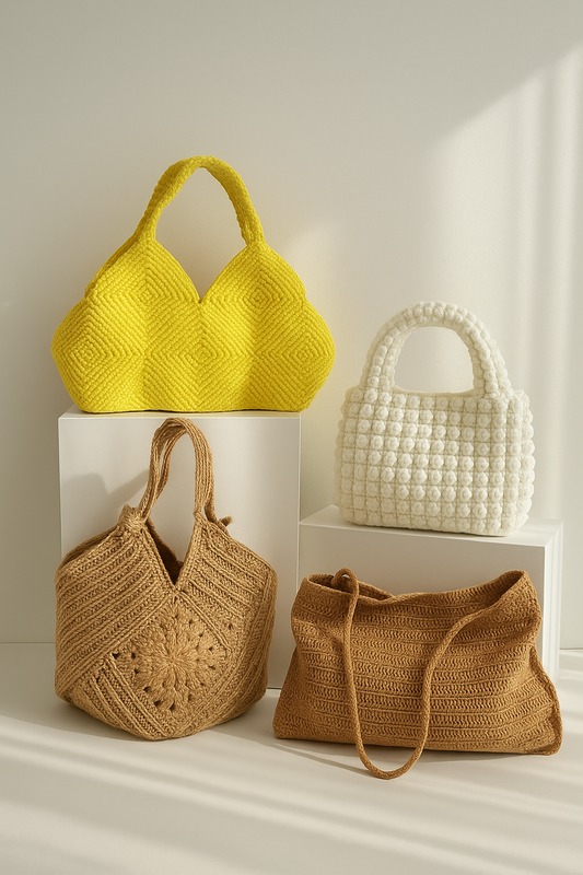 4 Crochet Patterns - Stylish Bag Bundle