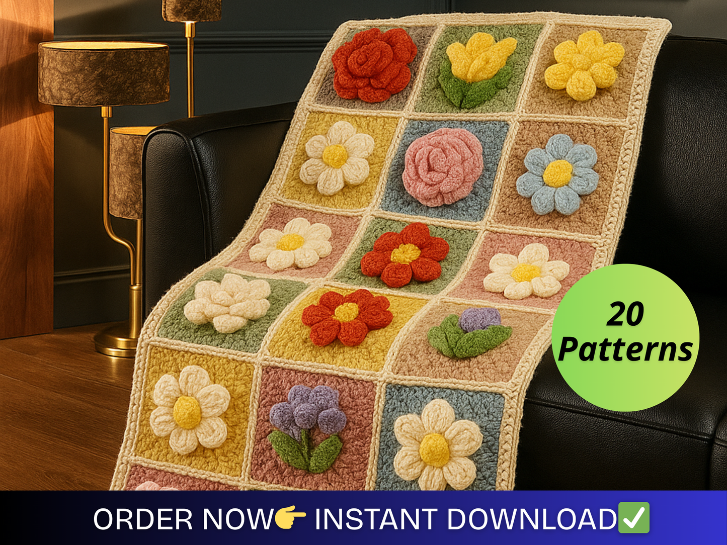 20 Flower Squares Crochet Patterns