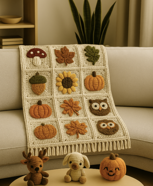 10 Autumn Granny Squares - Crochet Patterns