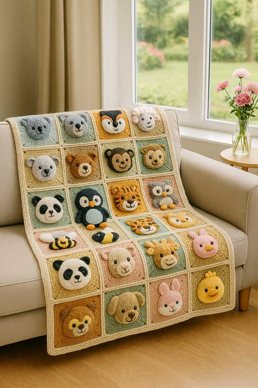 20 Animal Granny Squares - New 3D Design