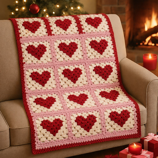 Lovely Hearts Blanket Crochet Pattern